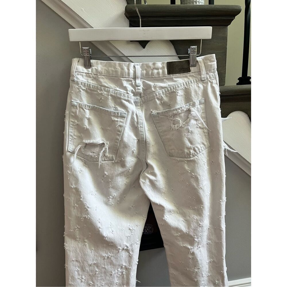 Carmar White Distressed Hole Frayed Hem Jeans sz 27 - Picture 10 of 13